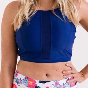 NWT Midkini, High Neck, Halter Tie, Bikini Top in Sapphire Blue, size Medium